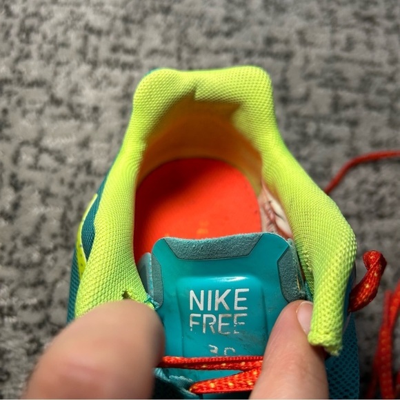 Nike Free 3.0 Neon Blue Lace up Tennis Shoes Size 9 - Picture 7 of 9